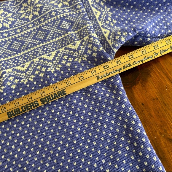 LL BEAN M Vintage Merino Wool Purple SWEATER Button Nordic Snowflake Fair Isle - Picture 11 of 13